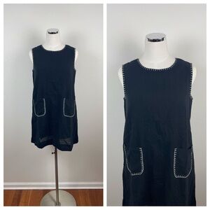 Elizabeth James The Label Black White Stitching Khadi Dress New Women XS
